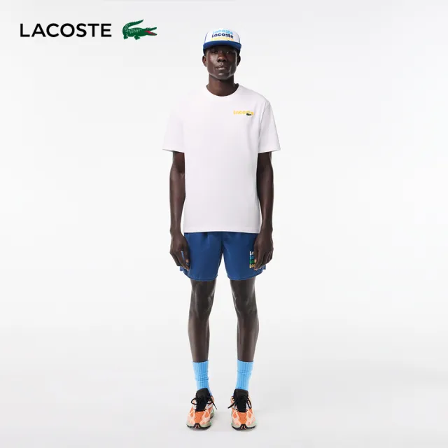 【LACOSTE】男裝-水洗效果Lacoste 印花短袖T恤(白色)