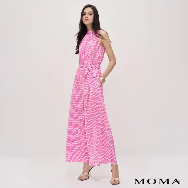 【MOMA】春形象款｜微甜粉色削肩連身褲(粉色)
