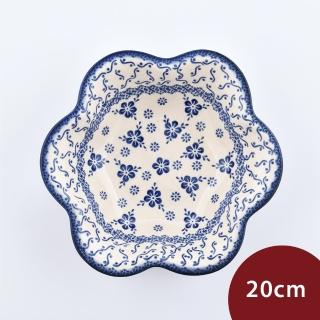 【美學生活】波蘭陶 Cerraf 花形深盤 20cm 波蘭手工製 造型盤 陶瓷盤 菜盤 水果盤 沙拉盤(蕙質蘭心系列)