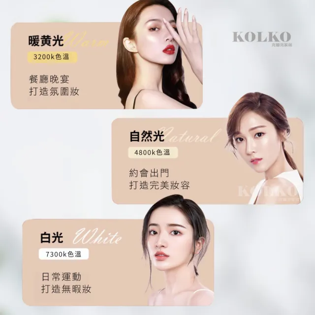 【KOLKO】LED補光燈摺疊化妝鏡(USB充電式 梳妝鏡 美妝鏡 帶燈鏡)