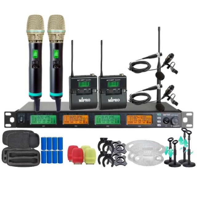 【MIPRO】MIPRO ACT-545 支援Type-C充電 四頻道UHF無線麥克風 搭配手持*2+領夾*2(音響設備)