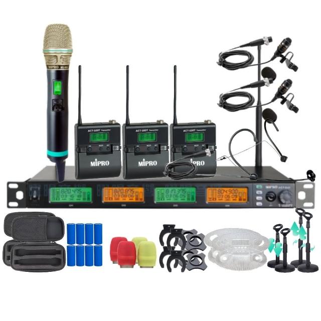 【MIPRO】MIPRO ACT-545 支援Type-C充電 四頻道UHF無線麥克風 搭配手持*1+領夾*2+頭戴*1(音響設備)
