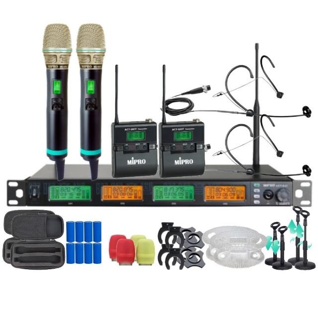 【MIPRO】MIPRO ACT-545 支援Type-C充電 四頻道UHF無線麥克風 搭配手持*2+頭戴*2(音響設備)