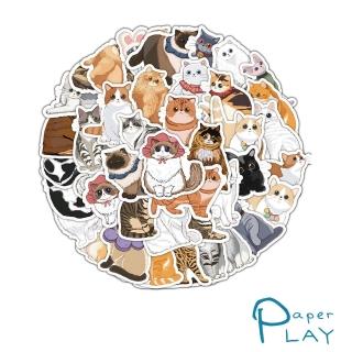 【Paper Play】創意多用途防水貼紙-可愛手繪貓咪 60枚入(防水貼紙 行李箱貼紙 手機貼紙 水壺貼紙)