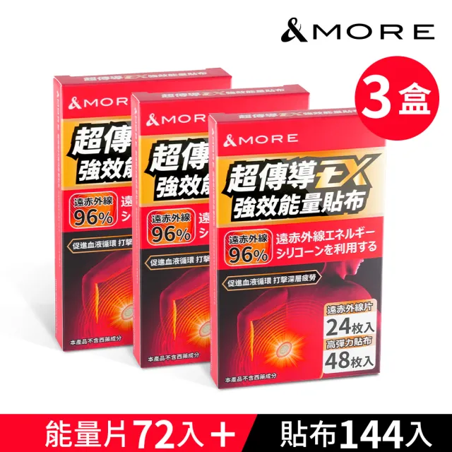 【&MORE 愛迪莫】超傳導EX強效能量貼布-24枚 x 3組(導入全新科技 挑戰能量對點直達)