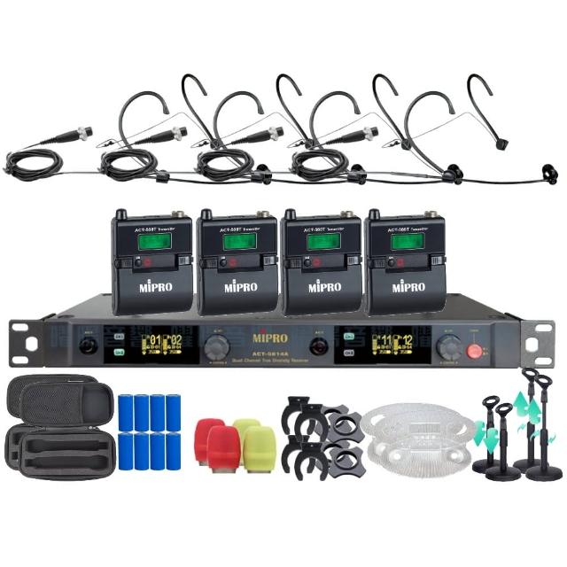 【MIPRO】MIPRO ACT-5814A 支援Type-C充電 四頻道5G無線麥克風 搭配頭戴麥克風*4(音響設備)