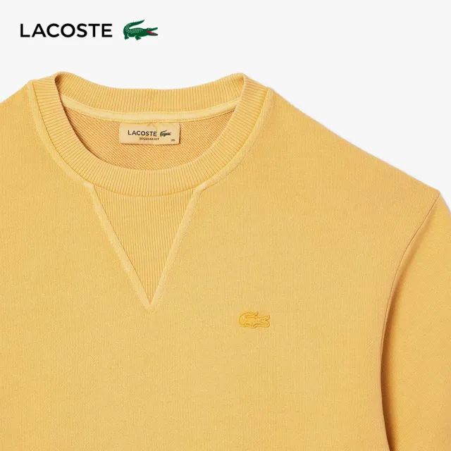 【LACOSTE】女裝-天然染色棉質抓絨短袖T恤(黃色)