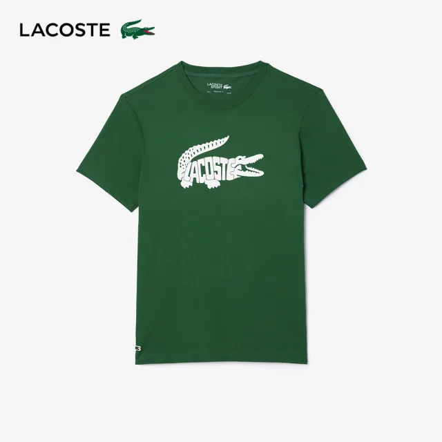 【LACOSTE】男裝-運動快乾鱷魚紋印花短袖T恤(綠色)