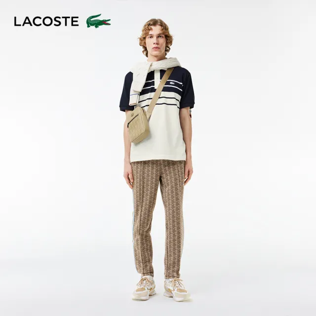 【LACOSTE】男裝-法國製造原創L.12.12條紋短袖Polo衫(白色)