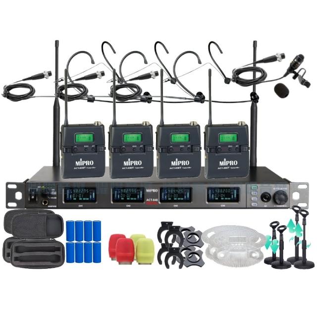 【MIPRO】MIPRO ACT-848 支援Type-C充電 四頻道數位無線麥克風 搭配領夾*1+頭戴*3(音響設備)
