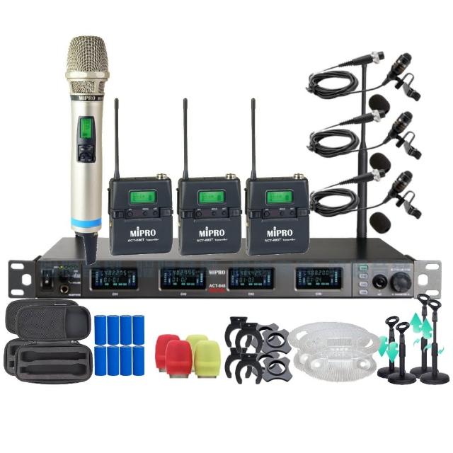 【MIPRO】MIPRO ACT-848 支援Type-C充電 四頻道數位無線麥克風 搭配手持*1+領夾*3(音響設備)