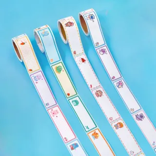 【芬菲文創】幼兒園膠帶型可愛卡通姓名貼 文具用品標簽貼(4卷)