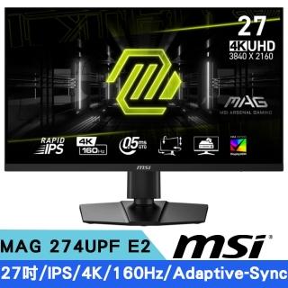 【MSI 微星】G 274UPF E2 27型 4K IPS電競顯示器(160Hz /HDR 400/Adaptive-Sync)