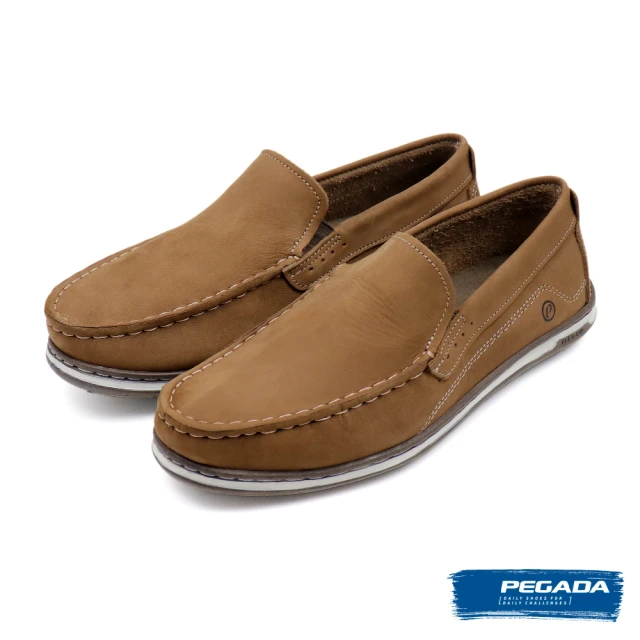 【PEGADA】巴西素面麂皮懶人鬆緊休閒鞋 棕色(141108-BR)