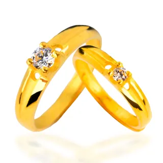 【福西珠寶】買一送珠寶盒9999黃金戒指 戀愛訊息對戒 時尚爪鑲對戒(金重1.84錢+-0.03錢)