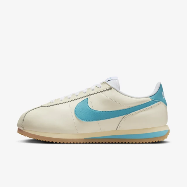 NIKE 耐吉 W Cortez 女 休閒鞋 經典 復古 阿甘鞋 皮革 舒適 穿搭 椰奶色 水藍(HF4268-113)