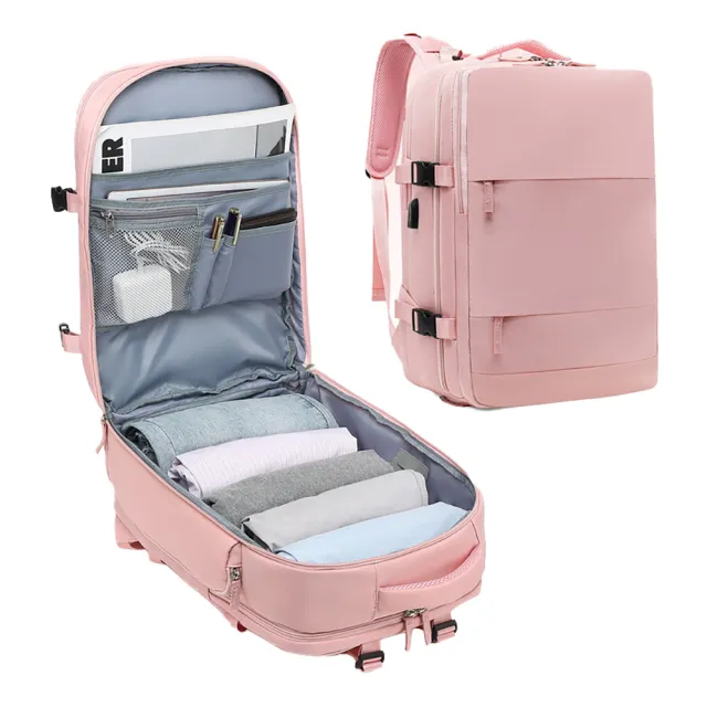 【E7SHOP】大容量多功能行李背包(登機背包 後背包 出差包 筆電包 雙肩包 後背包 行李包 旅遊背包 女後背包)