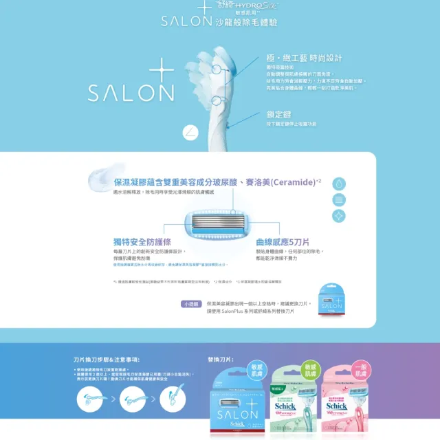 【Schick 舒適牌】舒綺極 · Salon Plus仕女除毛刀1刀把1刀片(敏感肌用)