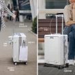 【Arlink】20吋行李箱2入組月光白 PC鋁框 前開式 多功能(獨立前開/TSA海關鎖/專屬防塵套)
