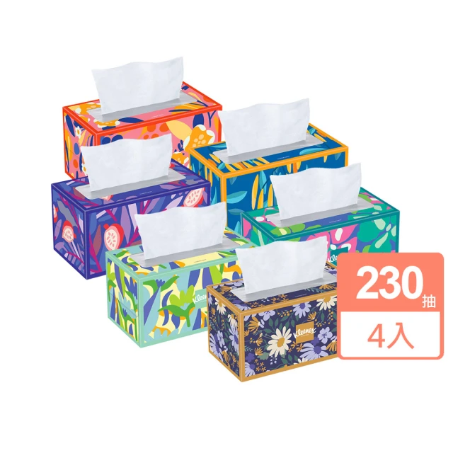 美國 Kleenex 頂級柔韌盒裝面紙230抽x4盒(贈 C