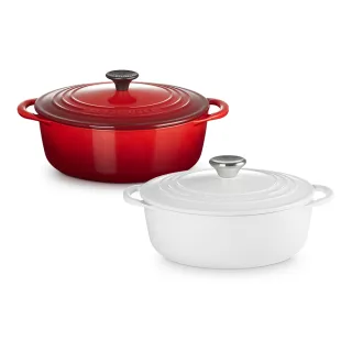 【Le Creuset】BIS琺瑯鑄鐵鍋圓鍋 22cm 薰衣草/藍色迷霧/棉花白/櫻桃紅(2.6L淺鍋 多色選一)