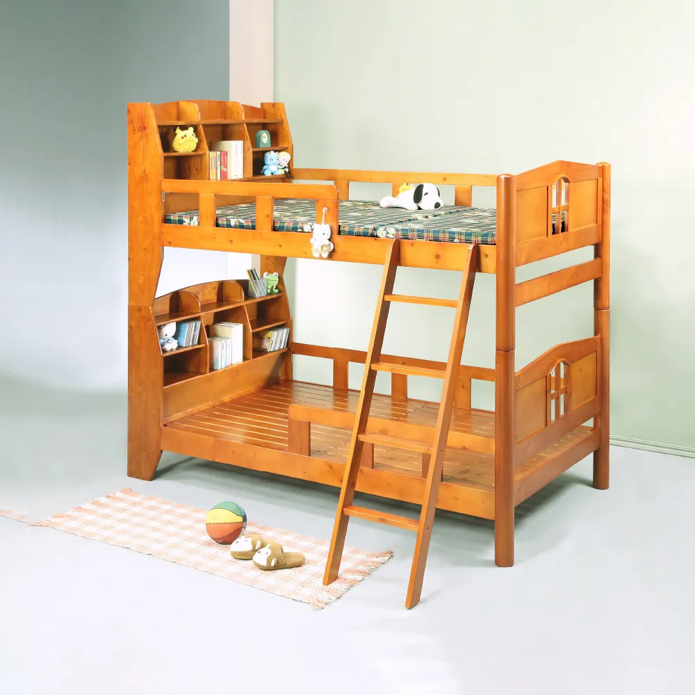 【ASSARI】小木屋全實木書架型雙層床架(不含床墊)