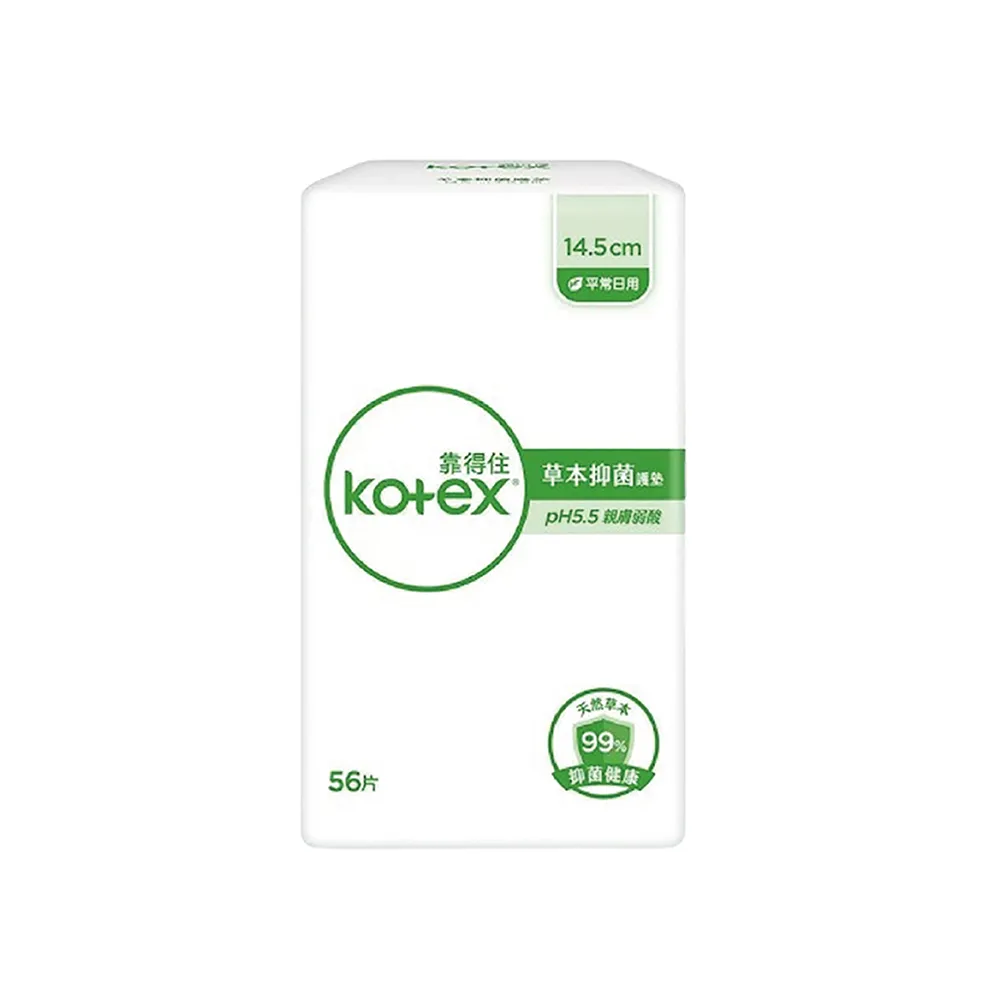 【Kotex 靠得住】2箱組-23cm 草本抑菌日用衛生棉(17片x6包x2箱)