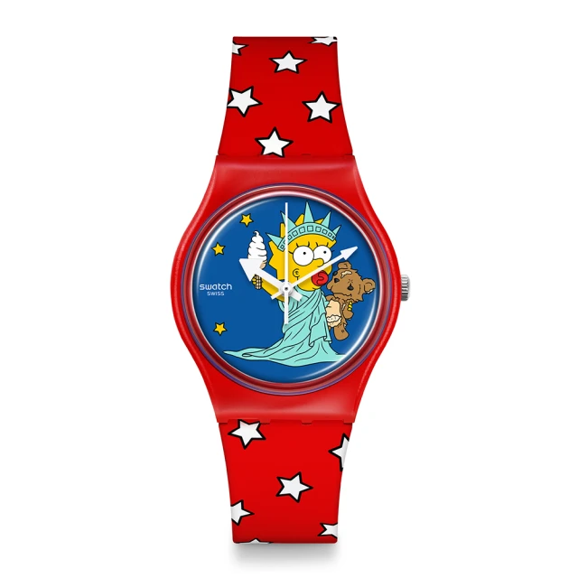 SWATCH Gent 原創 LITTLE LADY LIBERTY 辛普森家庭 美國國慶 男錶 女錶 手錶 瑞士錶 錶(34mm)