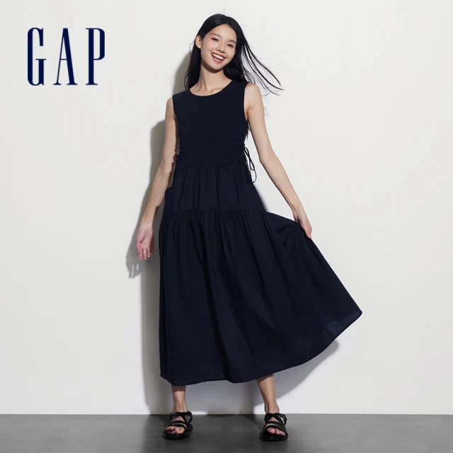 GAP 女裝 Logo圓領無袖洋裝-黑色(537191)