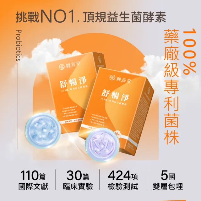 【御熹堂】舒暢淨 350億專利益生菌酵素雙效配方-1入組(一入30包、專科醫師推薦：110篇國際文獻)