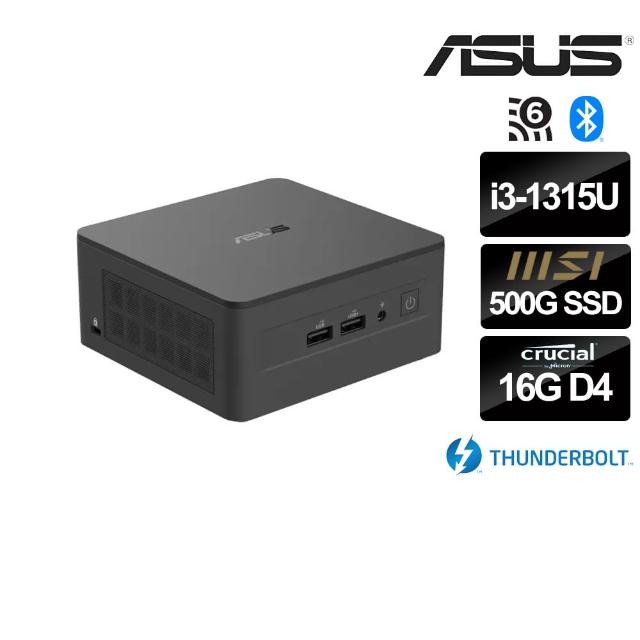 【ASUS 華碩】NUC i3六核 {聯邦創客} 迷你電腦(i3-1315U/16G/500G_SSD)