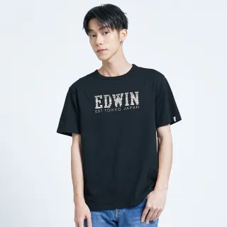 【EDWIN】男裝 EFS 鋁片LOGO短袖T恤(黑色)