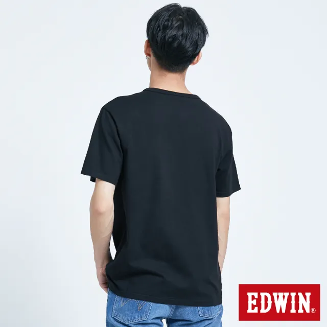 【EDWIN】男裝 EFS 鋁片LOGO短袖T恤(黑色)