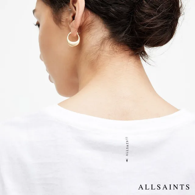【ALLSAINTS】MALLINSON 短版純棉扭結短袖T恤-白 W092JA(修身版型)