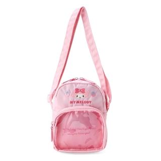 【SANRIO 三麗鷗】兒童用 窗型尼龍側揹包 斜揹包 美樂蒂 粉紅