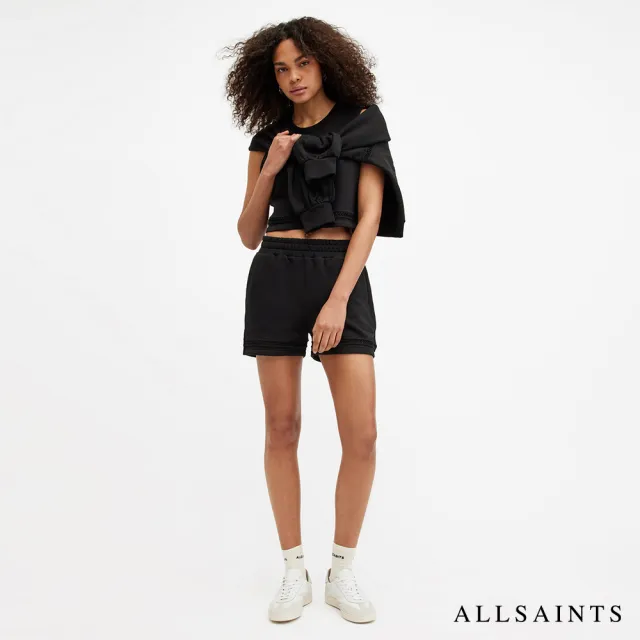 【ALLSAINTS】EWELINA 厚實純棉短版背心-黑 W074JA(常規版型)