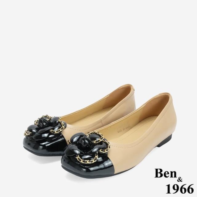 【Ben&1966】柔軟羊皮優雅山茶花方頭包鞋-24632