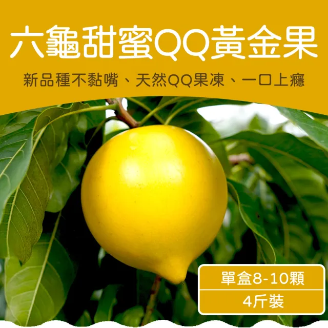 【農頭家】高雄六龜黃金果8-10顆4斤裝x1盒(天然QQ果凍_草生栽培)