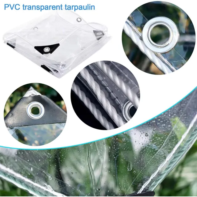 【poko】PVC透明防雨布 1*2m 包邊附綁繩(防水防布 塑膠布 保護膜 雨棚 溫室 陽台遮雨布)