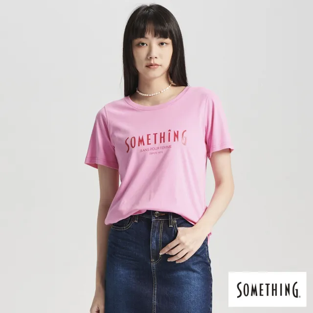 【SOMETHING】女裝 基本星星印花短袖T恤(粉紅色)