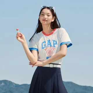 【GAP】女裝 Logo純棉印花圓領短袖T恤 親膚系列-白色(465261)