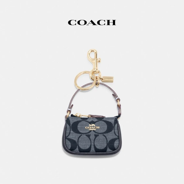 【COACH蔻馳官方直營】NOLITA 經典Logo香佈雷平紋面料迷你手袋掛件-IM/丹寧藍色 混合色(CH340)