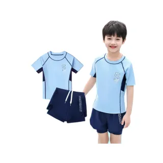 【泳衣果】男童泳裝嵐朗短袖3-5L二件式短褲中大童泳衣