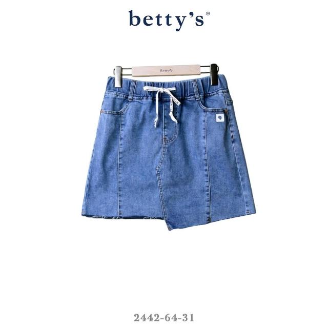 【betty’s 貝蒂思】字母抽繩不對稱牛仔短裙(藍色)