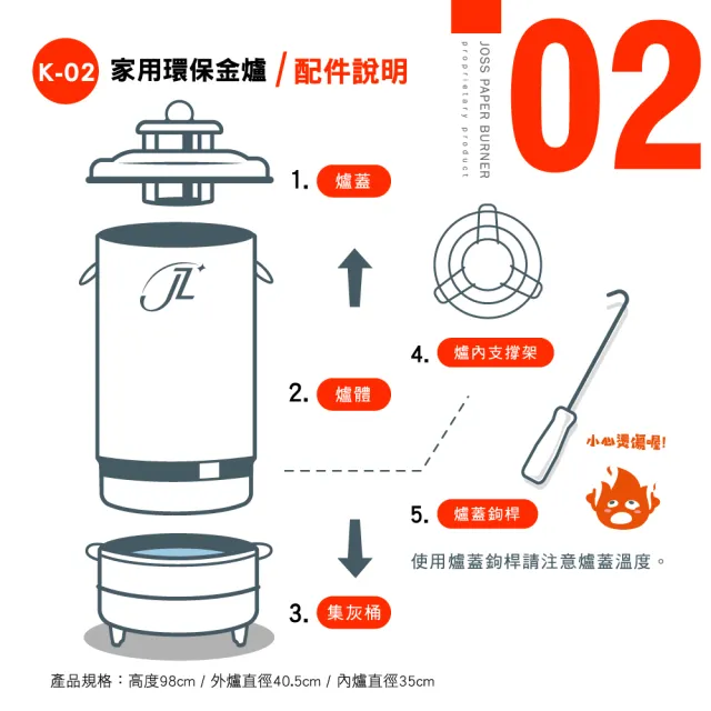 【京展環保金爐】台灣製造 K-02大型家用環保金爐(中元節/金紙/紙紮/招財)