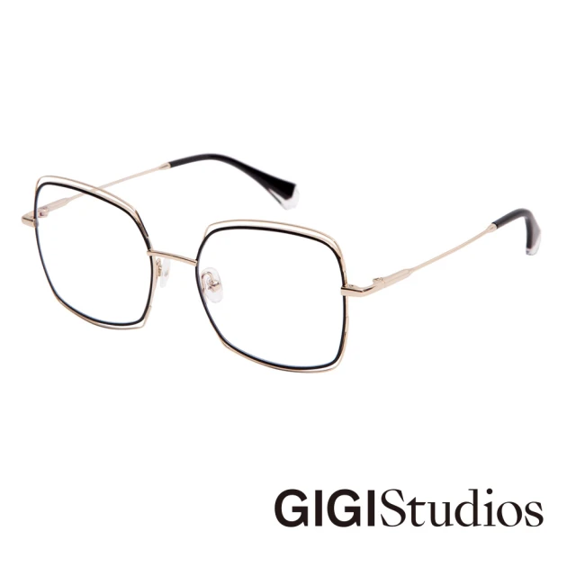 【GIGI Studios】方形手繪雙鏡框平光眼鏡(金 - CURTIS-6598/1)