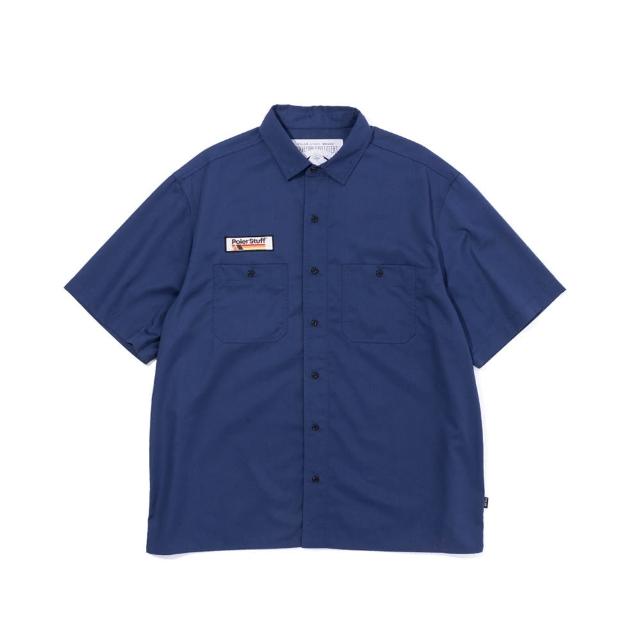 【POLER STUFF】日本限定 RELAX WORK SHIRT EMBROIDERY 休閒工裝電繡襯衫 / 短袖襯衫(海軍藍)