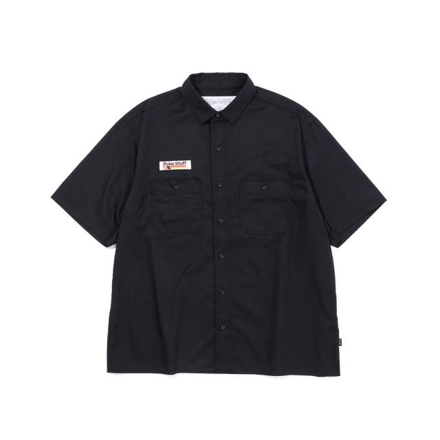 【POLER STUFF】日本限定 RELAX WORK SHIRT EMBROIDERY 休閒工裝電繡襯衫 / 短袖襯衫(黑色)