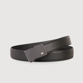 【BRAUN BUFFEL 德國小金牛】台灣總代理 商務型男十字壓紋自動扣皮帶-黑色(BF24B-WEG046-BK)