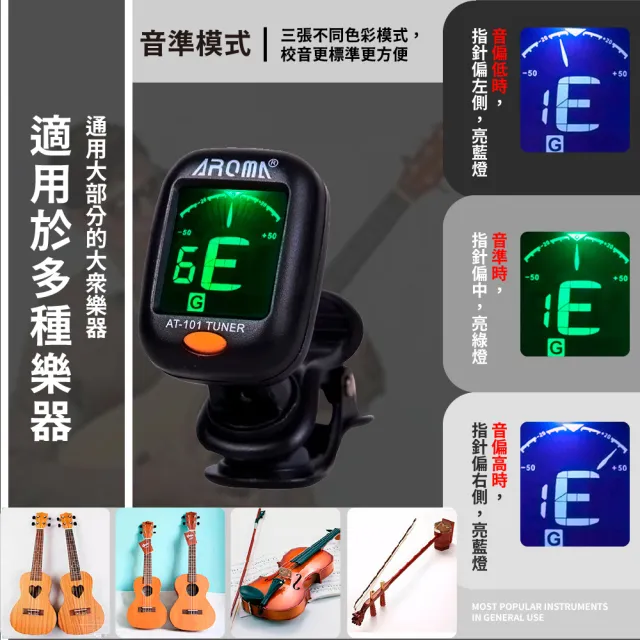 【音樂用品】五合一夾式調音器(全音域 吉他 烏克麗麗 節拍器 調音夾 變調夾 拾音夾 音準)